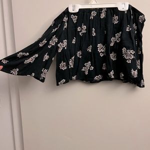 Floral across the shoulder crop top